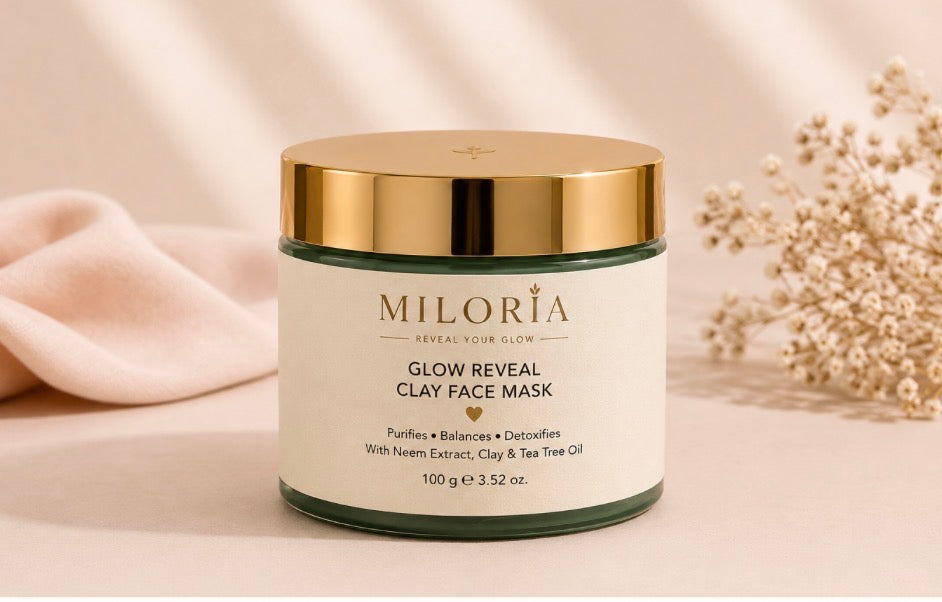 MILORIA Glow Reveal Neem Clay Face Mask | Purifying Face Mask with Neem Extract, Clay & Tea Tree Oil (100g)
